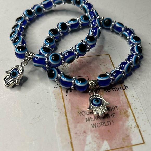 Blue Evil Eye Bracelet Set - Picture 2 of 3
